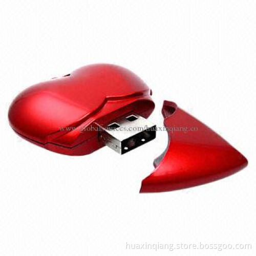 Heart Shape USB Drive/128M to 32GB Capacity/Logo Design/Soft PVC Material, 5 Years Warranty, USB 2.0